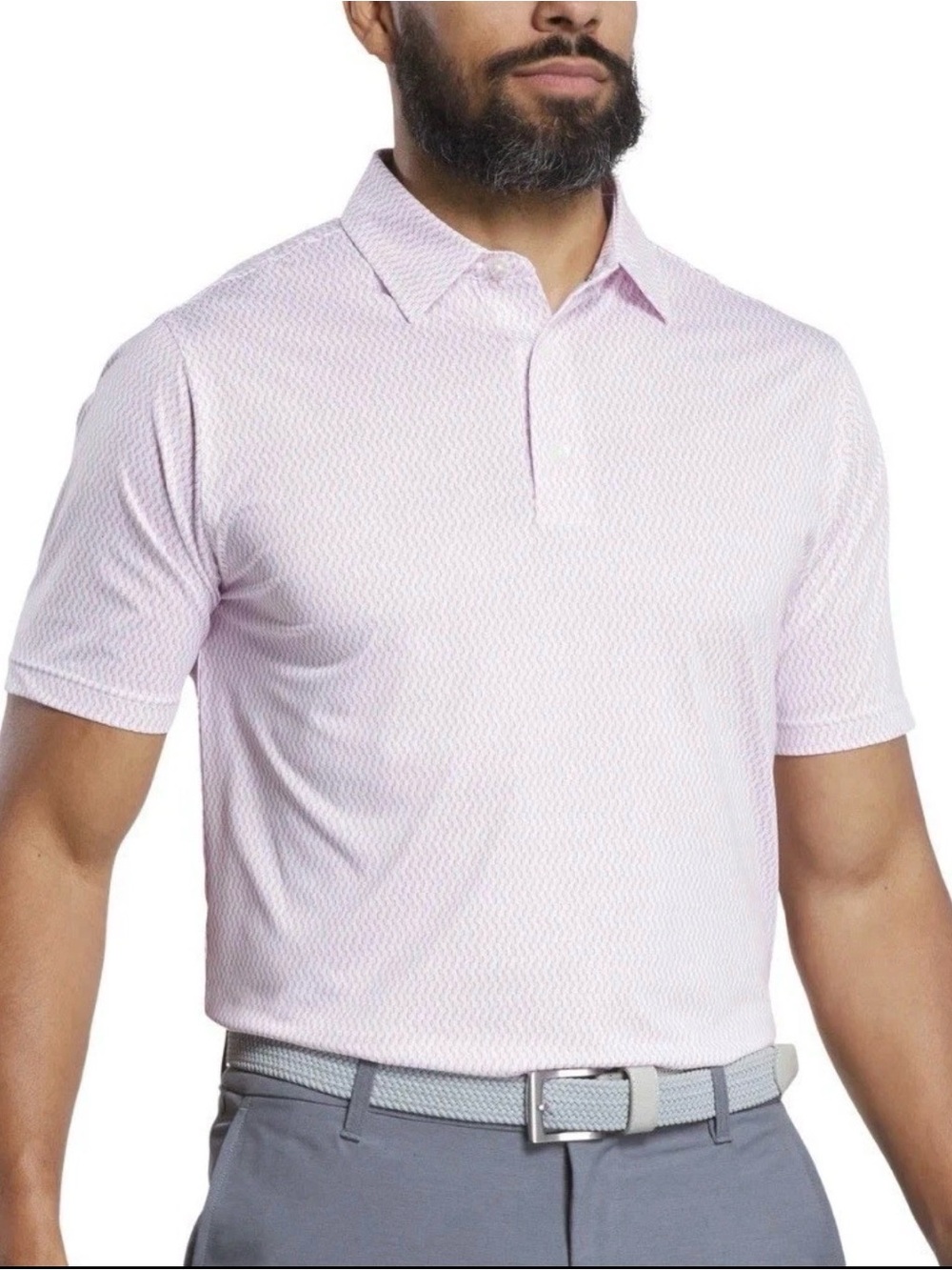 FOOTJOY Wiggle Print  POLO Golf Shirt White/Skyway/Pink Men’s L NWT